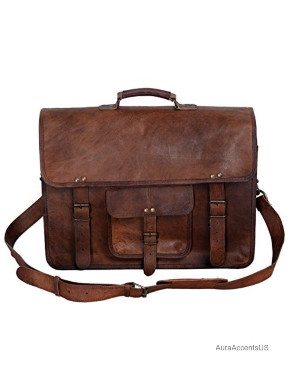 Full Grain Leather Briefcase Laptop Bag Handcrafted Office Messenger